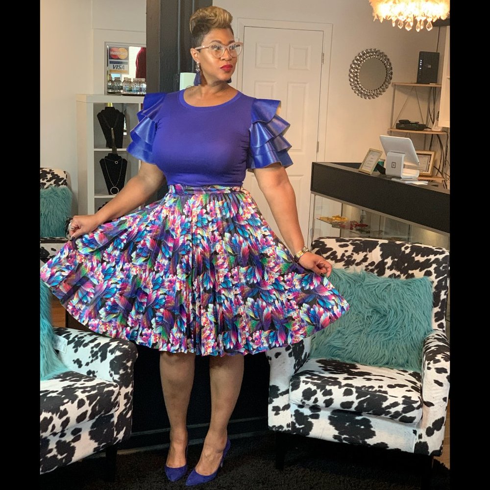 Vegan Leather Floral Skirt